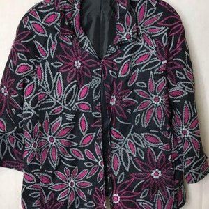 Kim Rogers Petite Medium Black Pink Floral Blazer
